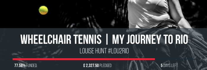 Louise Hunt, British Wheelchair Tennis Player, Rio 2016 Paralympics Fundraiser